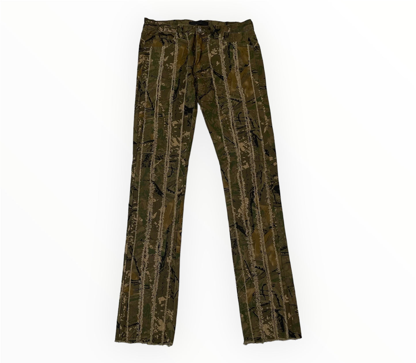 Slim Fit Distressed Camo Jeans
