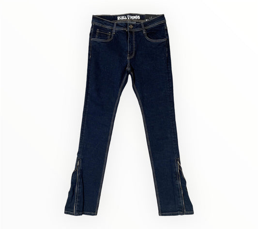 Raw Slim Fit Stacked Jeans With Zipper