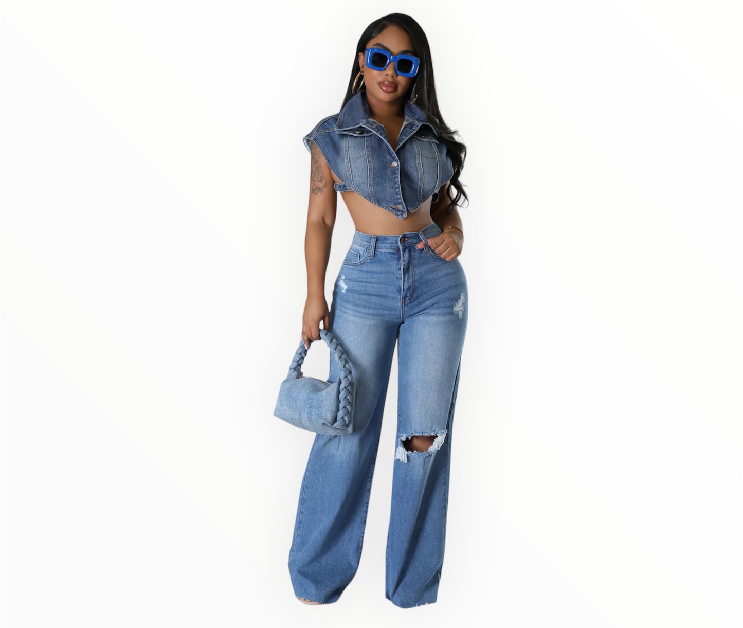 Miya Denim Crop Vest