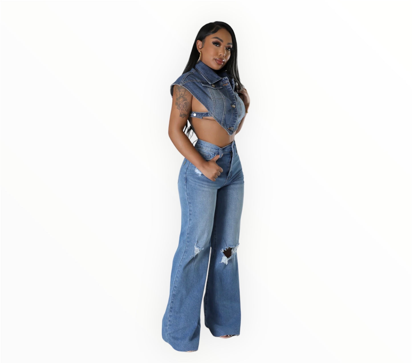 Miya Denim Crop Vest
