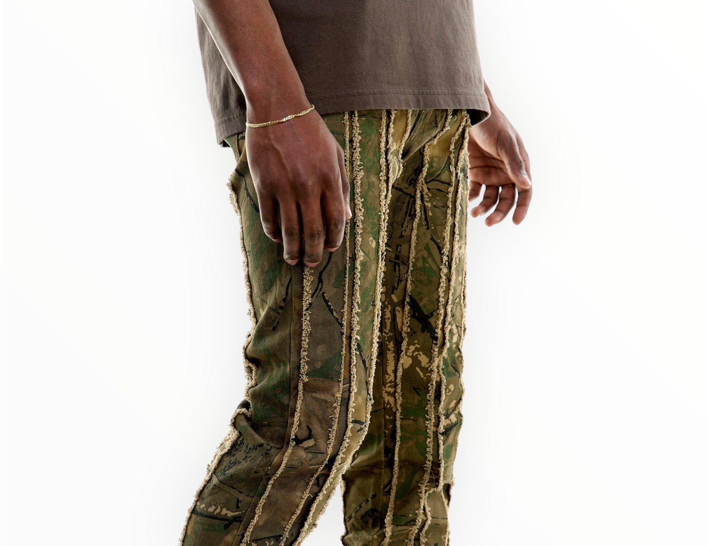 Slim Fit Distressed Camo Jeans
