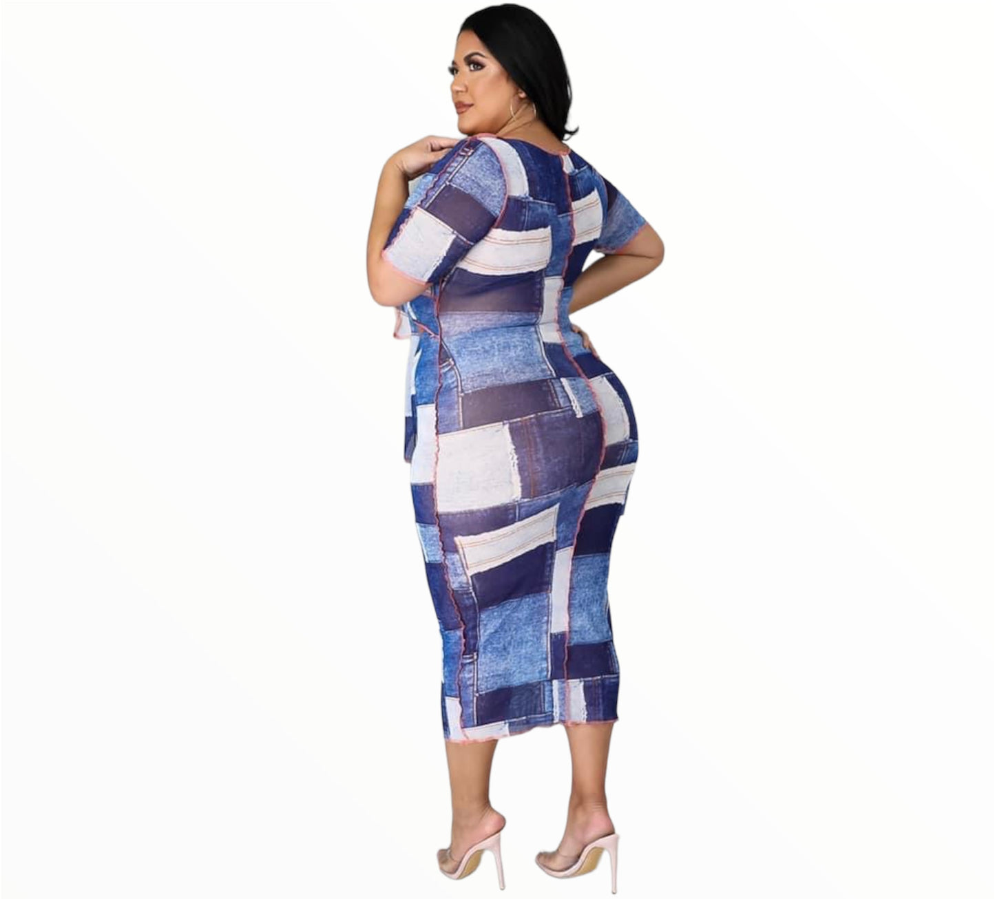Patchwork denim dress