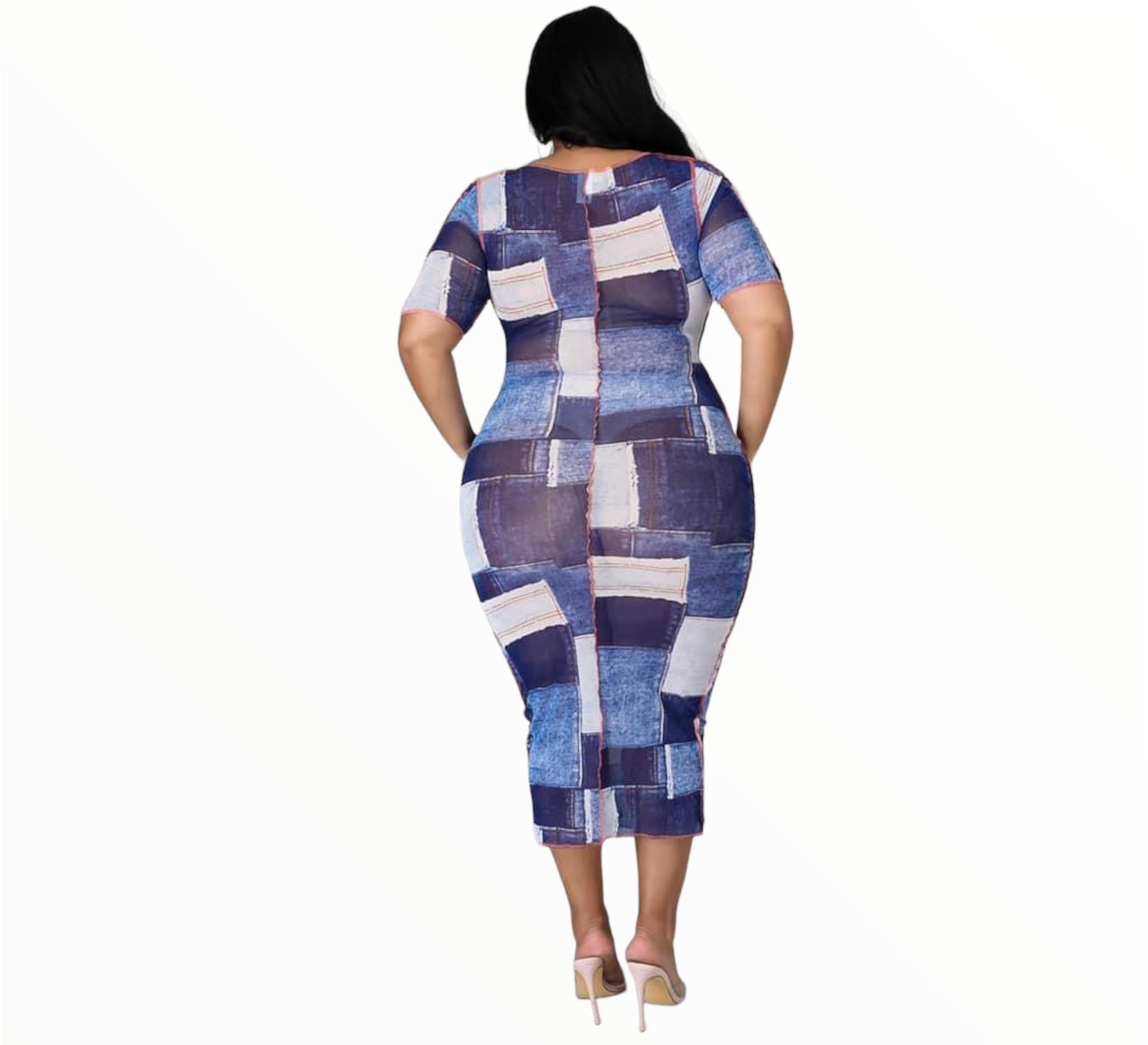 Patchwork denim dress