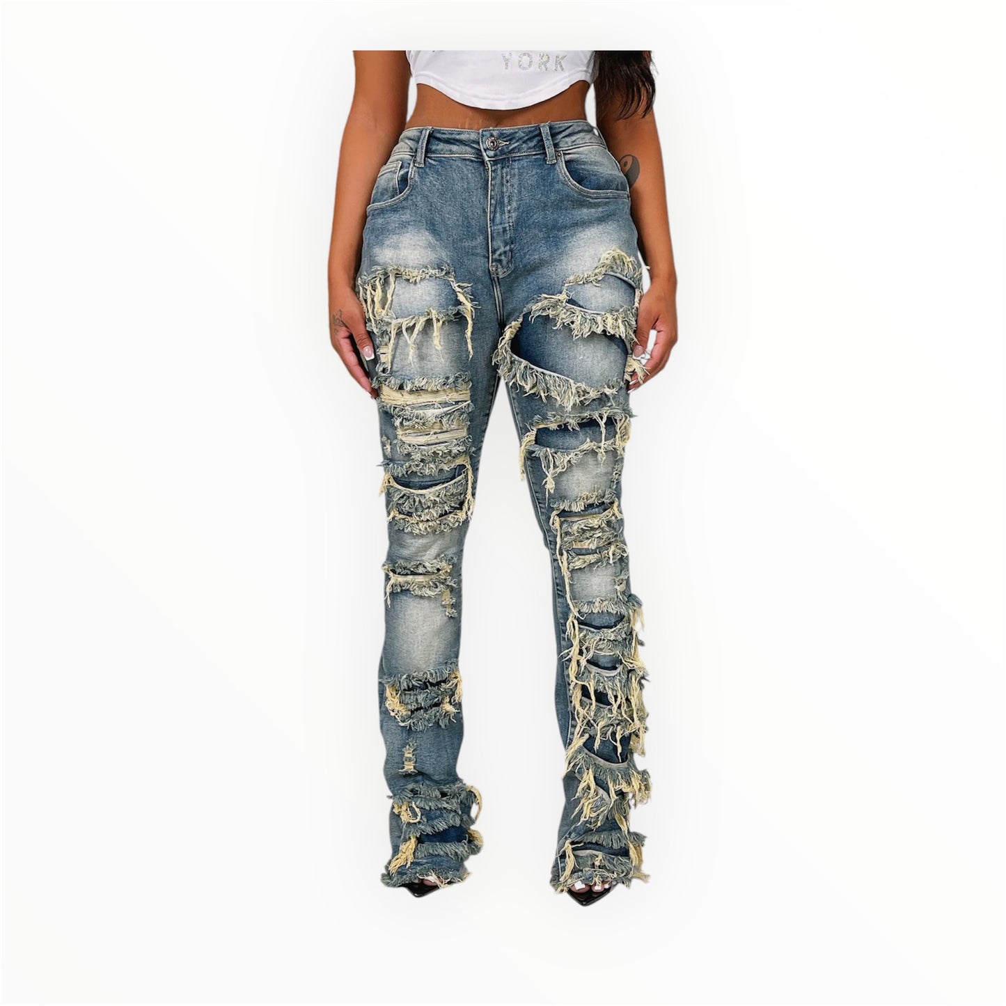 Heavy Frayed Stack Jeans